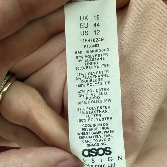 ASOS Nordstrom sequin 90s dress cowl neck slip midi pink homecoming US size 12 - Picture 11 of 12